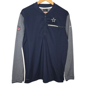 Nike NFL Mens Dallas Cowboys Sideline Coaches Quarter Zip Pullover Large